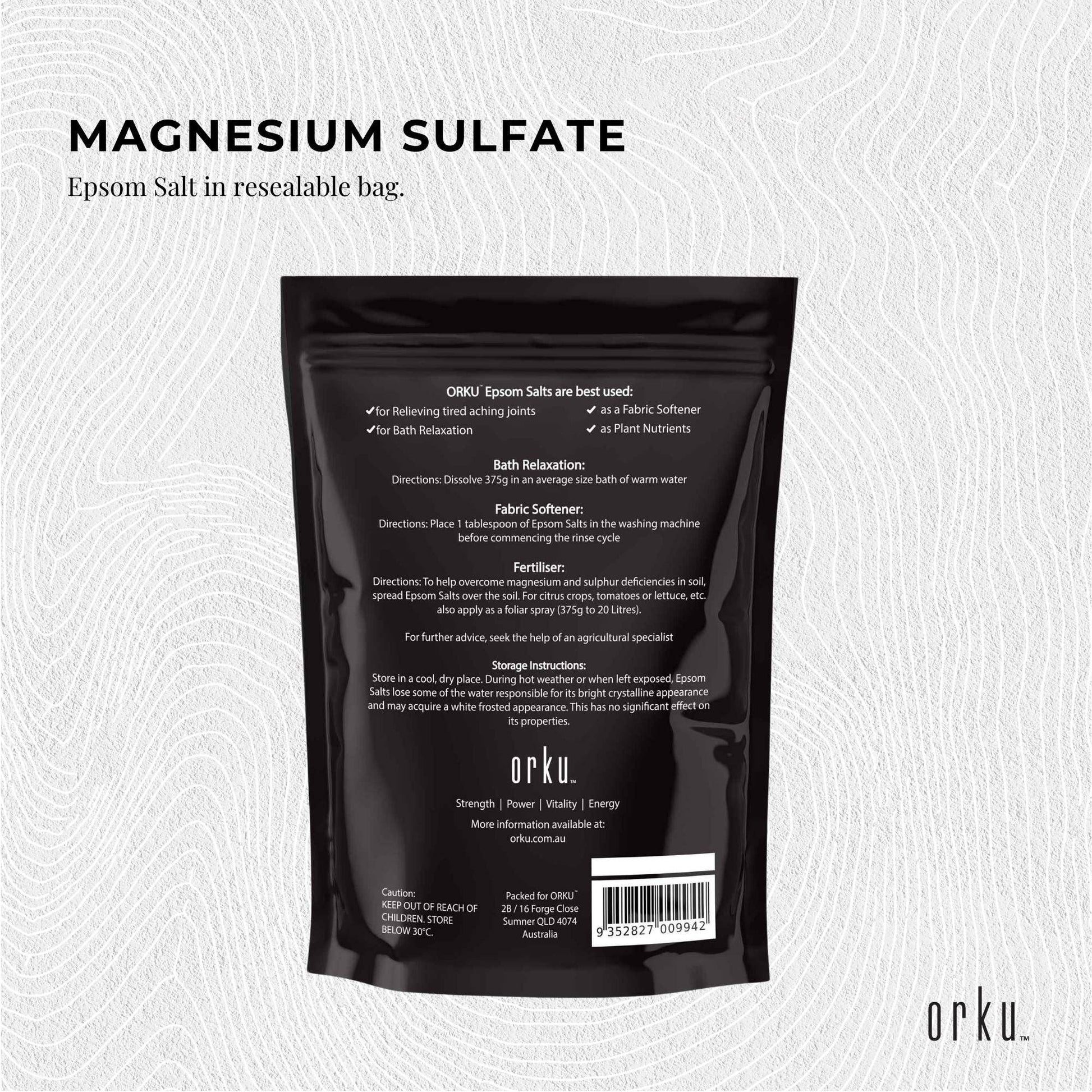 Orku 1Kg Epsom Salt Magnesium Sulphate Bath Salts Skin Body Kemu |Fashion Home Kitchen Beauty