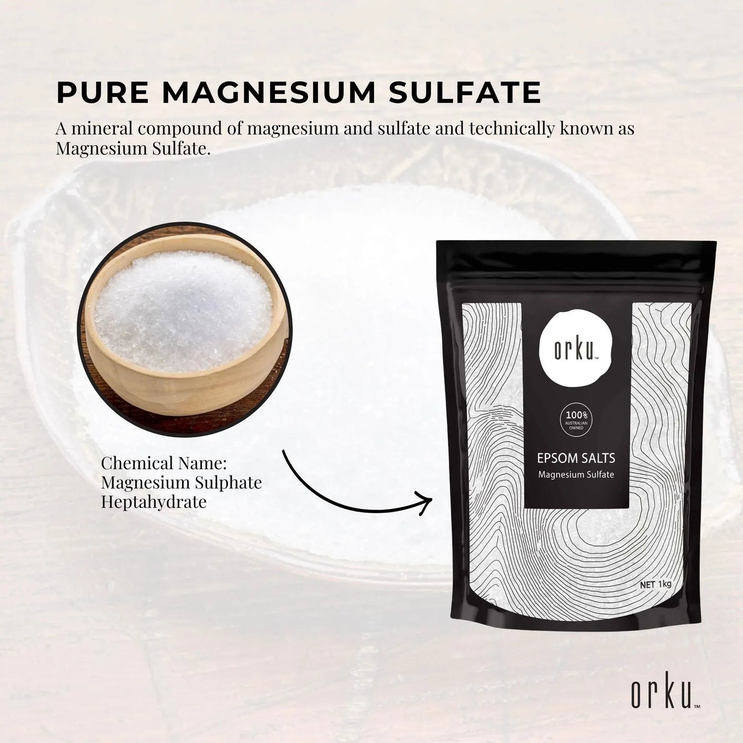 Orku 12 x 1Kg Epsom Salt Magnesium Sulphate Bath Salts Skin Body Kemu |Fashion Home Kitchen Beauty