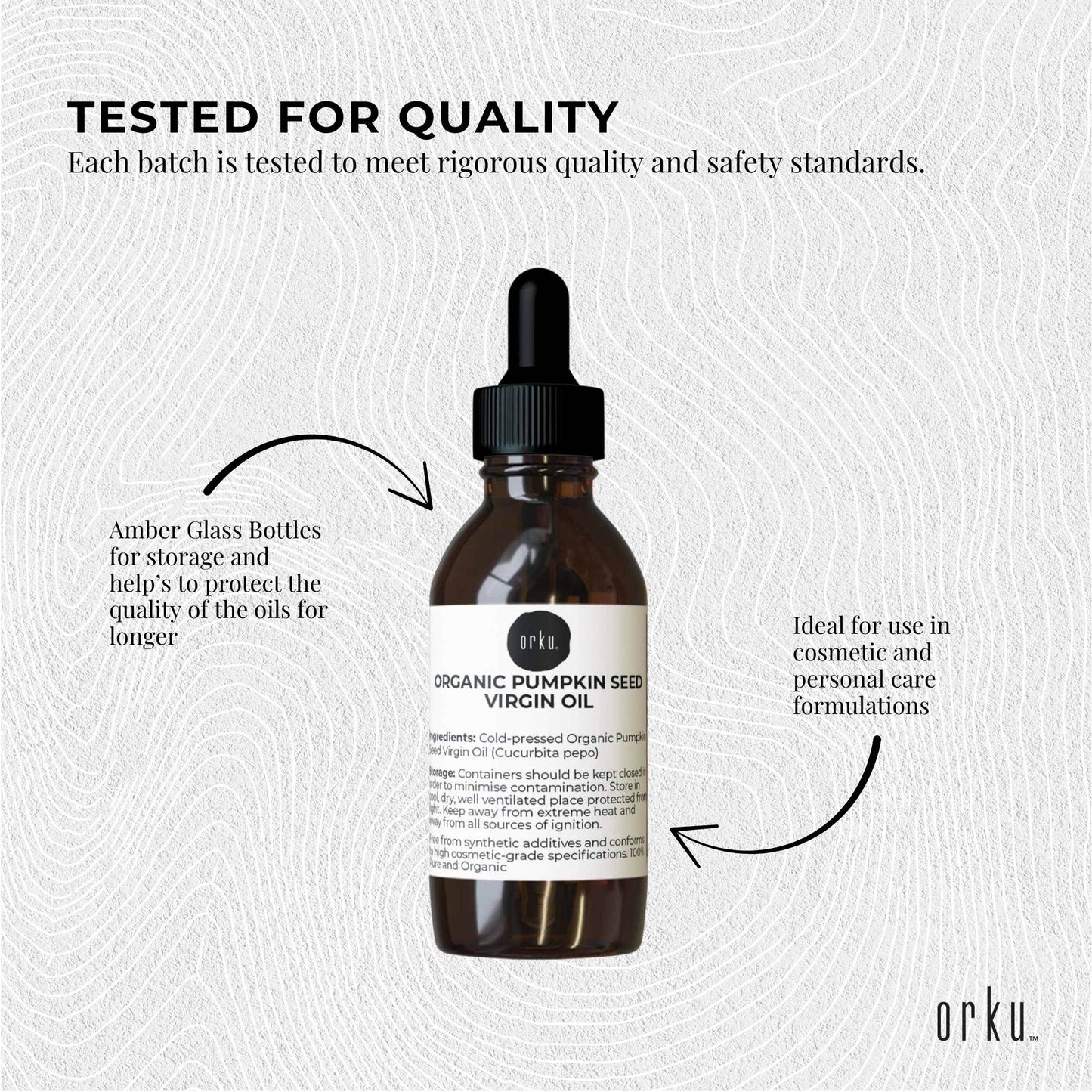 Orku 25ml Organic Pumpkin Seed Oil – Virgin Cold Pressed Unrefined Cosmetic Grade