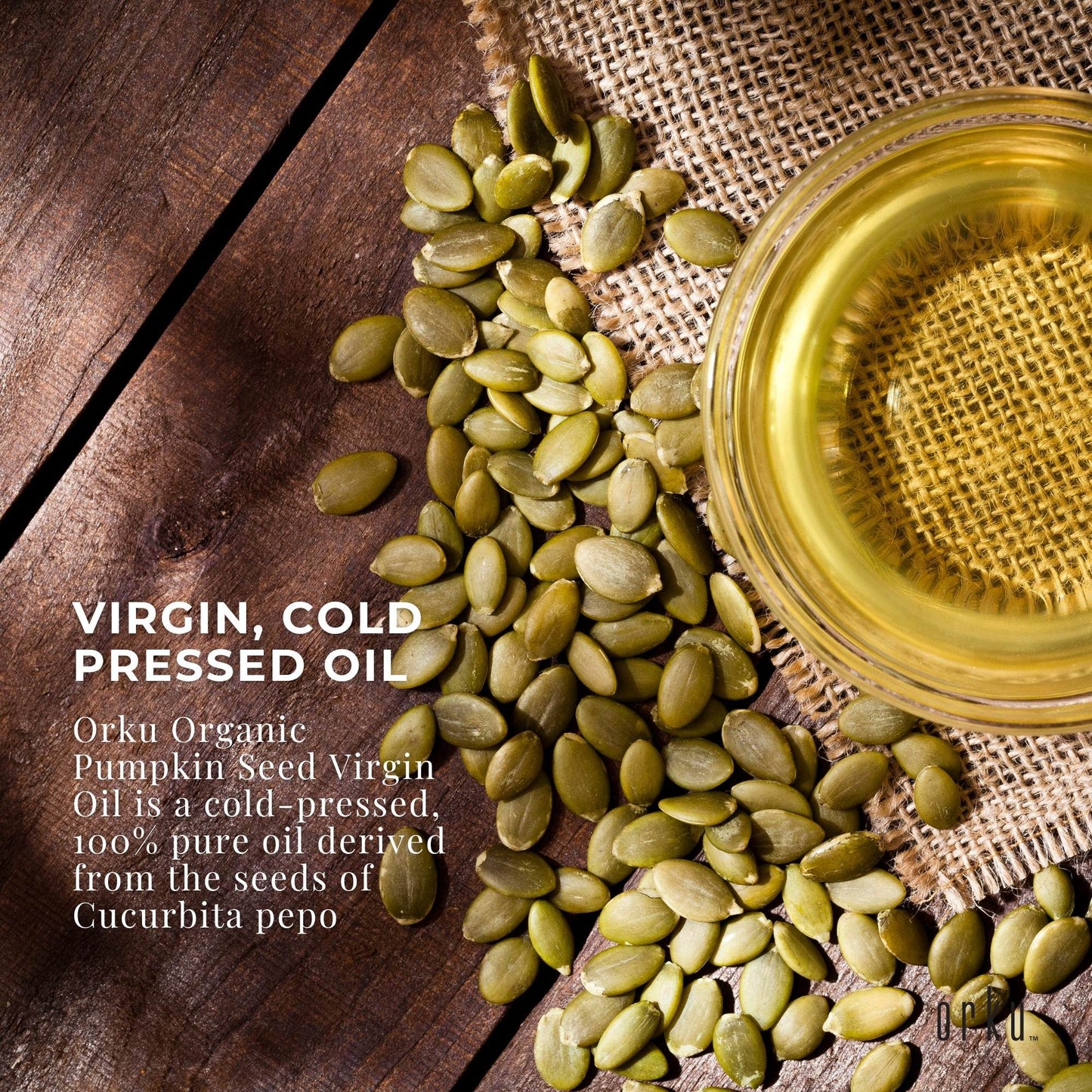 Orku 250ml Organic Pumpkin Seed Oil – Virgin Cold Pressed Unrefined Cosmetic Grade