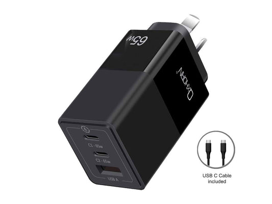 OXHORN NB-PD65CCAB PD GaN Charger 65W 3 Ports Black Kemu |Fashion Home Kitchen Beauty