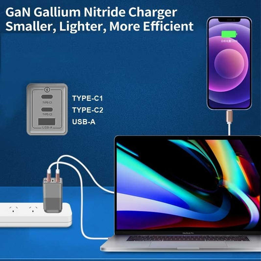 OXHORN NB-PD65CCAB PD GaN Charger 65W 3 Ports Black Kemu |Fashion Home Kitchen Beauty