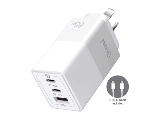 OXHORN NB-PD65CCAW PD GaN Charger 65W 3 Ports White Kemu |Fashion Home Kitchen Beauty