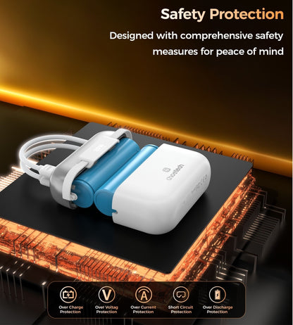 CHOETECH B812-SL WH Mini Bag Digital CCC Certified 10000mAh 30W Fast Charging Power Bank Gold with USB-C + 8-pin iPhone Cables Kemu |Fashion Home Kitchen Beauty