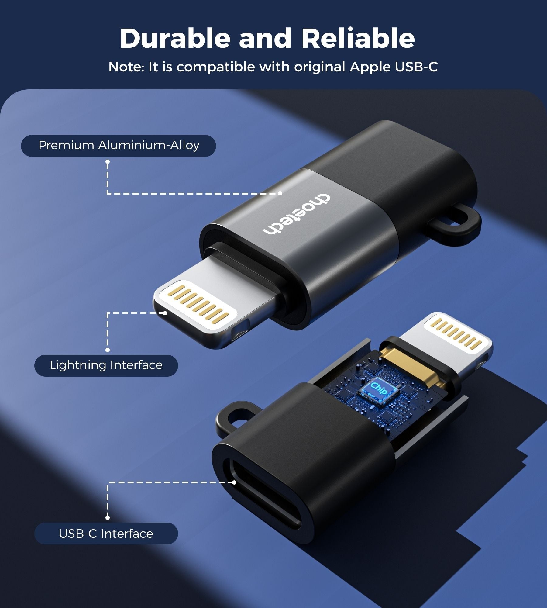 CHOETECH CR-001-GY Mfi iPhone to USB-C USB Adapter - Black Kemu |Fashion Home Kitchen Beauty