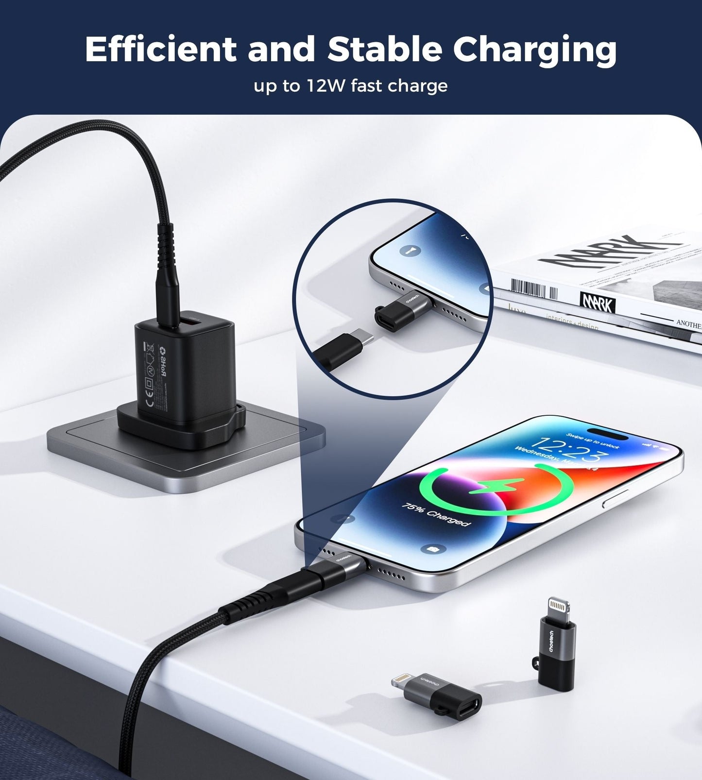 CHOETECH CR-001-GY Mfi iPhone to USB-C USB Adapter - Black Kemu |Fashion Home Kitchen Beauty