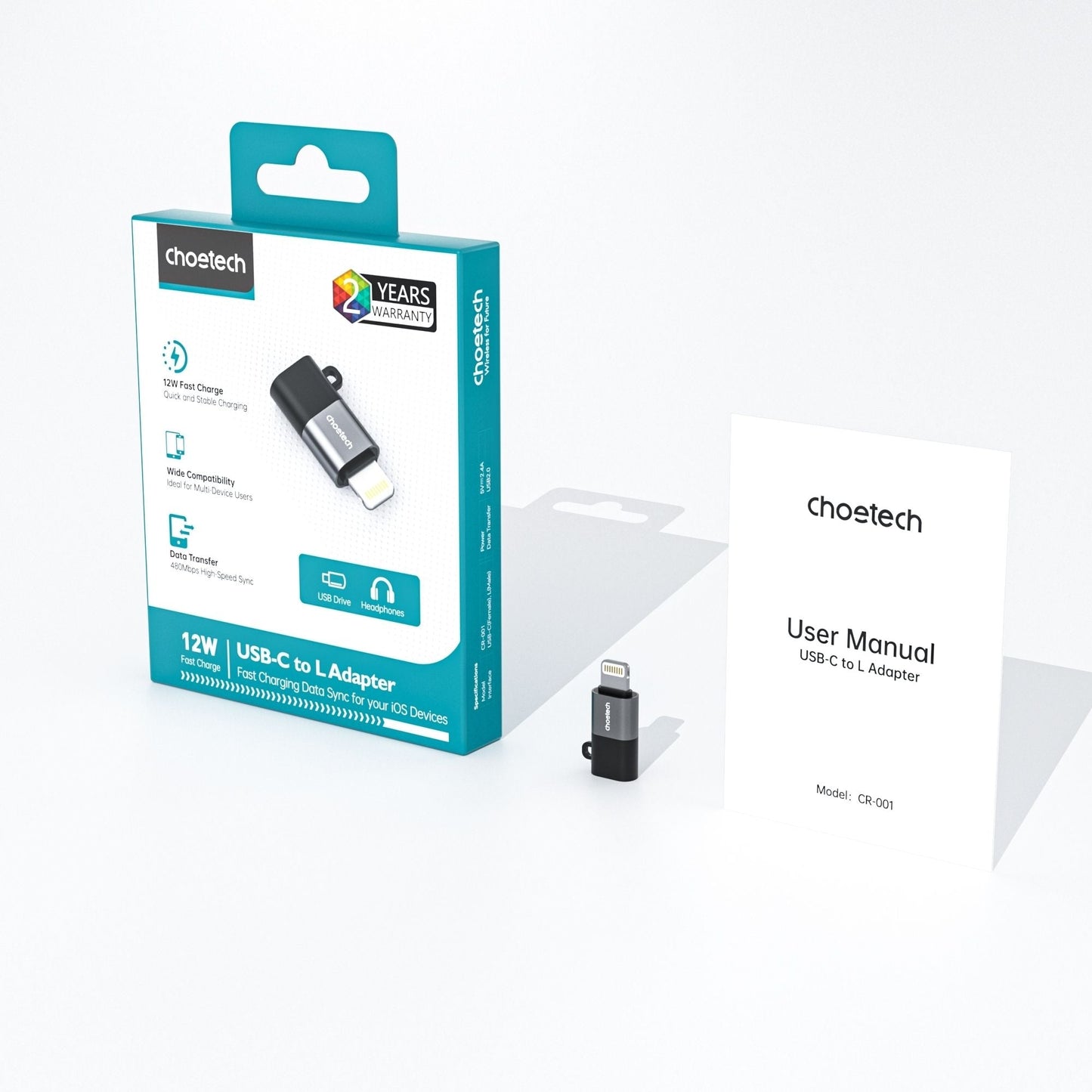 CHOETECH CR-001-GY Mfi iPhone to USB-C USB Adapter - Black Kemu |Fashion Home Kitchen Beauty