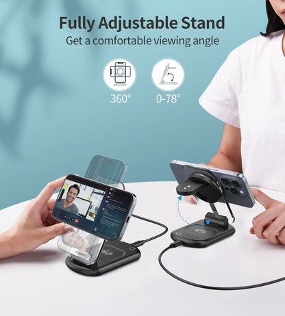 CHOETECH T618-F-BK 3-in-1 15W MagSafe Wireless fast Charger Stand for iPhone i-Watch AirPods w/ Ambient Light Kemu |Fashion Home Kitchen Beauty