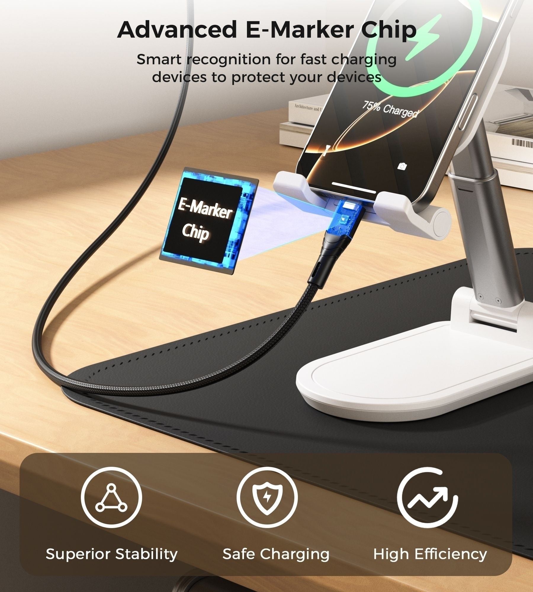CHOETECH XCC-1008 USB-C-C PD100W M to M Fast charging Cable 1M Black Kemu |Fashion Home Kitchen Beauty