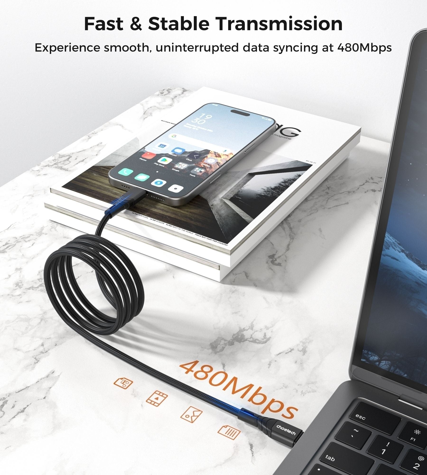 CHOETECH XCC-1008 USB-C-C PD100W M to M Fast charging Cable 1M Black Kemu |Fashion Home Kitchen Beauty