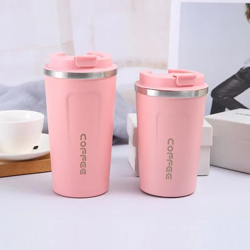 Insulated Coffee Mug Vacuum Travel Cup Thermal Stainless Steel Flask Reusable 380ML - Pink Kemu |Fashion Home Kitchen Beauty