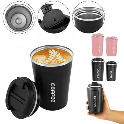 Insulated Coffee Mug Vacuum Travel Cup Thermal Stainless Steel Flask Reusable 380ML - Pink Kemu |Fashion Home Kitchen Beauty