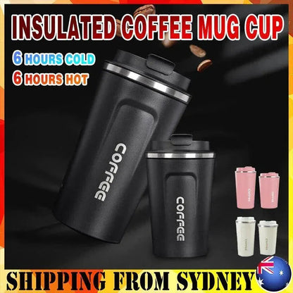 Insulated Coffee Mug Vacuum Travel Cup Thermal Stainless Steel Flask Reusable 380ML - Pink Kemu |Fashion Home Kitchen Beauty