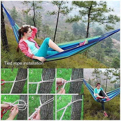 Double Outdoor Hammock 260x150cm with Straps for Camping Hanging Tree Bed - Red
