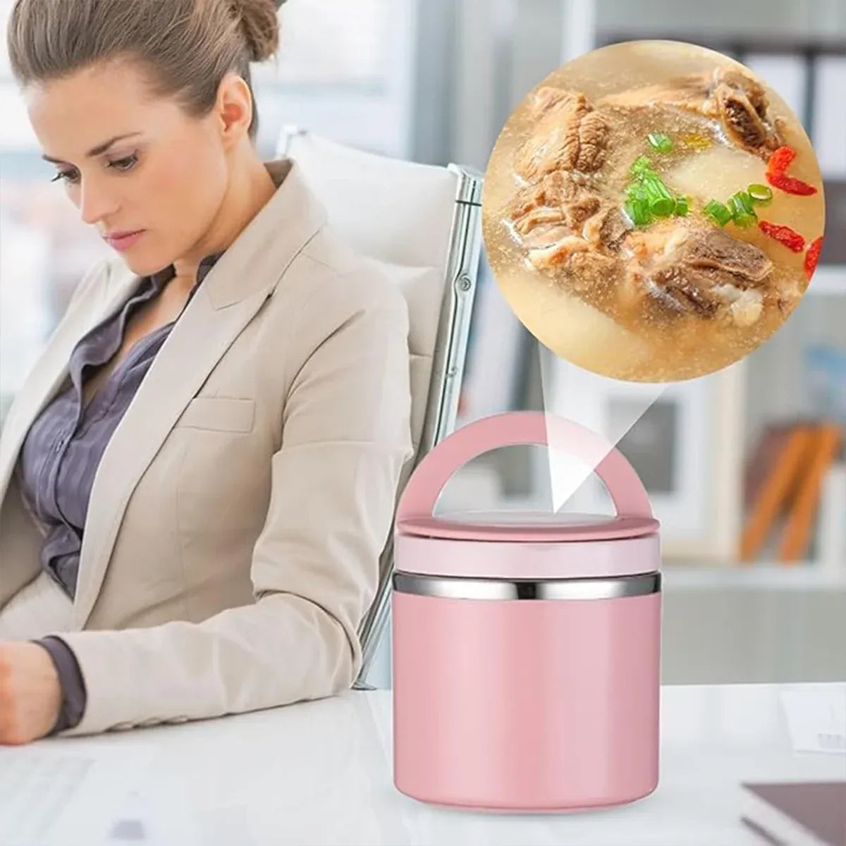 1L Large Capacity Stainless Steel Insulated Lunch Box Food Container Durable - Green Kemu |Fashion Home Kitchen Beauty