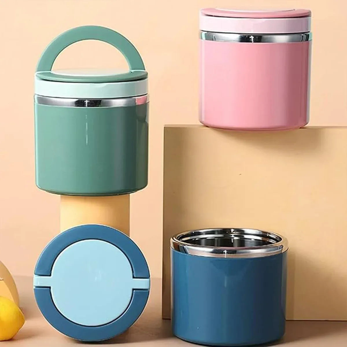 1L Large Capacity Stainless Steel Insulated Lunch Box Food Container Durable - Green Kemu |Fashion Home Kitchen Beauty