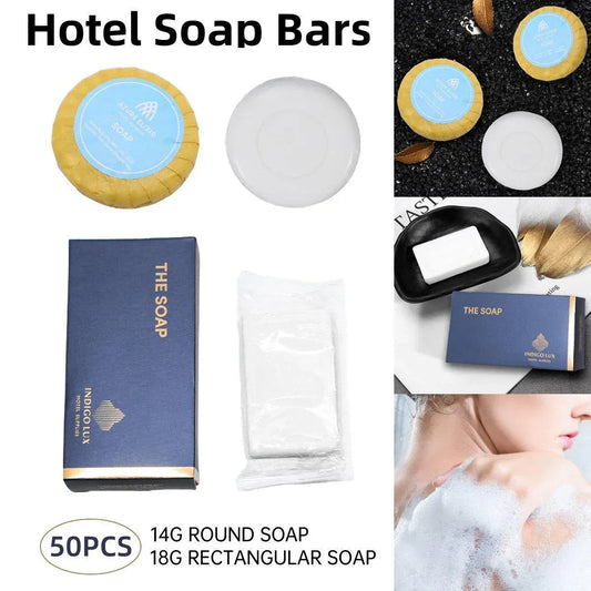 50pcs Hotel Soap Bars for Guesthouse Bathroom Travel Toiletries Set Hotel Use - Round Kemu |Fashion Home Kitchen Beauty
