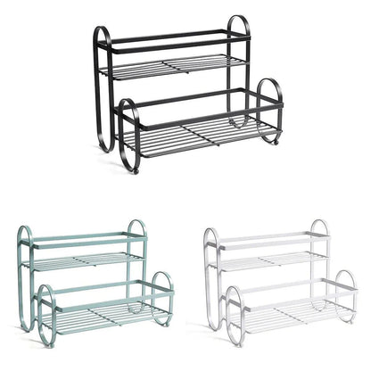 Iron Double Storage Shelf Organiser Durable Metal Rack for Kitchen Bathroom Use - Black Kemu |Fashion Home Kitchen Beauty