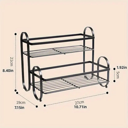 Iron Double Storage Shelf Organiser Durable Metal Rack for Kitchen Bathroom Use - Black Kemu |Fashion Home Kitchen Beauty