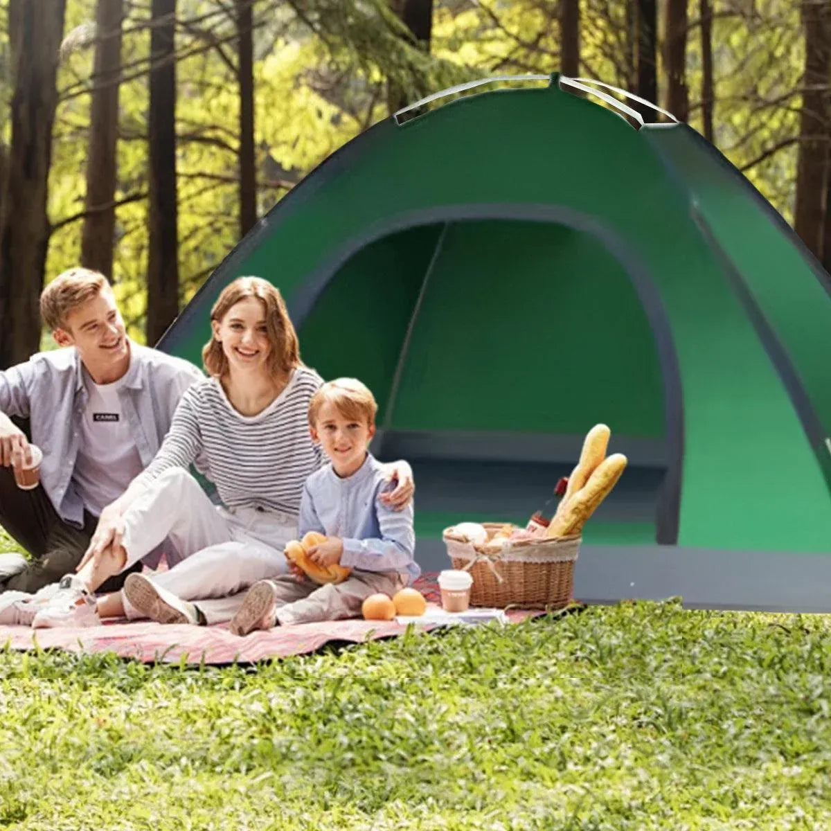Outdoor Camping Tent Portable Sun Protection Lightweight Quick Setup Shelter - Blue 2-3 Person Kemu |Fashion Home Kitchen Beauty
