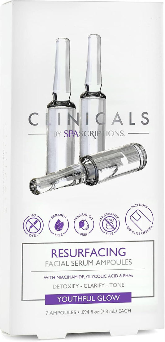 Spascriptions Clinicals Resurfacing Serum Ampoules 7-Pack 2.8ml Each Niacinamide Glycolic Acid PHAs Youthful Glow Kemu |Fashion Home Kitchen Beauty