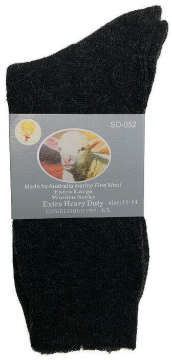 1 Pair Merino Wool Blend Work Socks Thermal Hiking Winter Warm Socks - Black - 11-14 Kemu |Fashion Home Kitchen Beauty