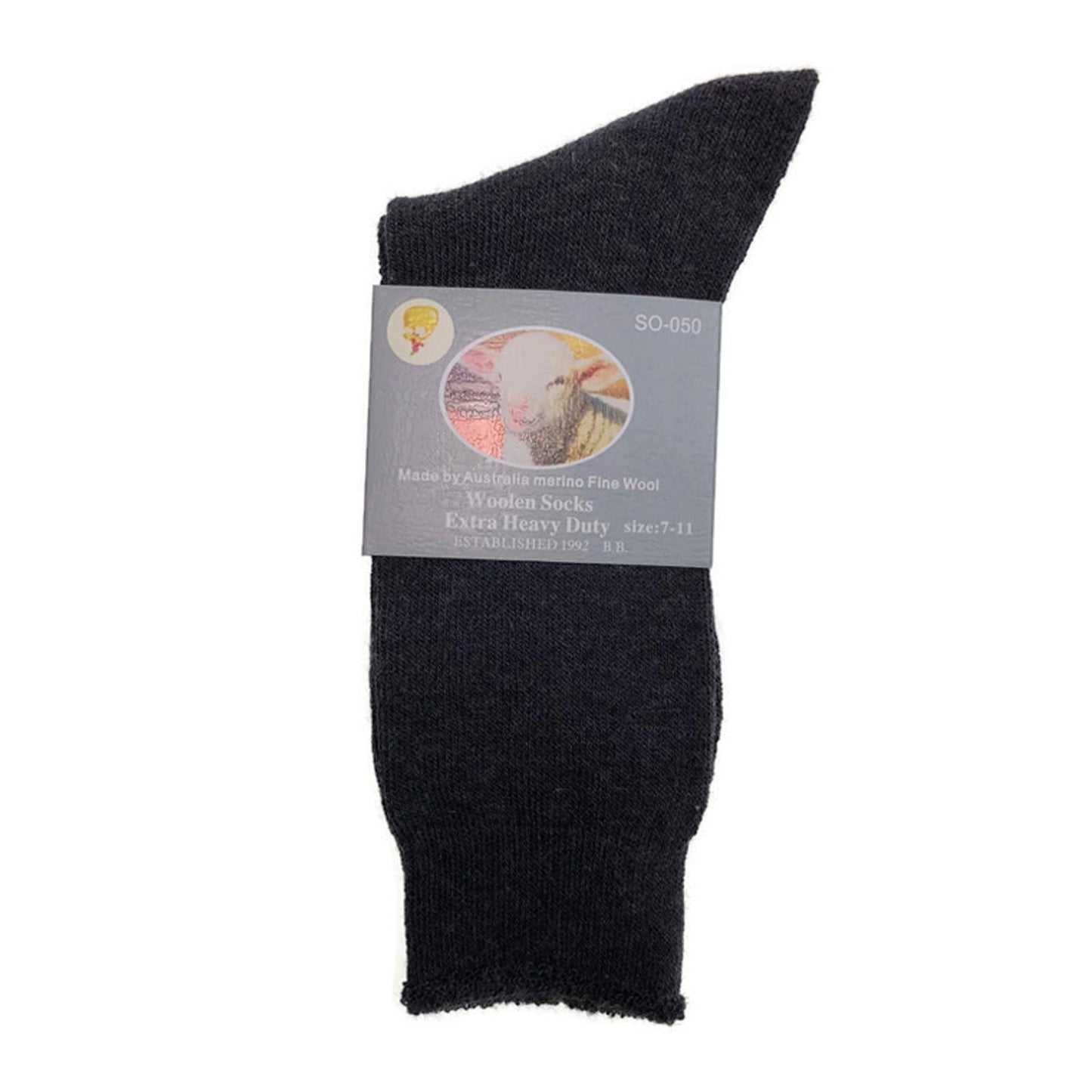 6 Pairs Merino Wool Blend Woolen Work Socks Hiking Heavy Duty Warm Thermal Bulk - Charcoal - 7-11 Kemu |Fashion Home Kitchen Beauty