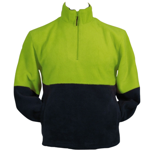 HI VIS POLAR FLEECE Jumper 1/2 Half Zip Safety Workwear Fleecy Jacket Unisex - Yellow - S Kemu |Fashion Home Kitchen Beauty