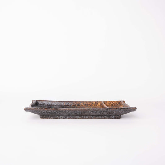 Sushi Plate Inbuilt Sauce Dish 21cm Mottled Earth Glaze Kemu |Fashion Home Kitchen Beauty