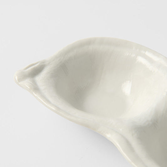 Edamame Triple Pod Dish 200ml Matte White Glaze Kemu |Fashion Home Kitchen Beauty