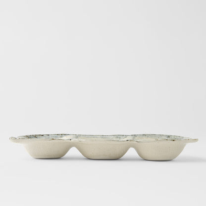Edamame Triple Pod Dish 200ml Blue White Glaze