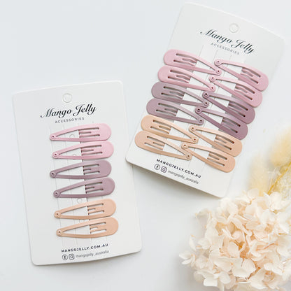 Essential Snap Hair clips - Dusty Pink - 12 Pieces Kemu |Fashion Home Kitchen Beauty