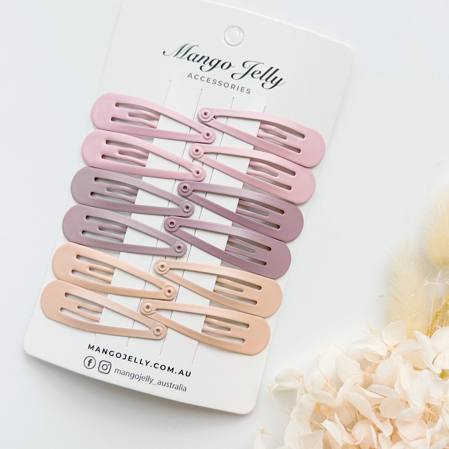 Essential Snap Hair clips - Dusty Pink - 12 Pieces Kemu |Fashion Home Kitchen Beauty