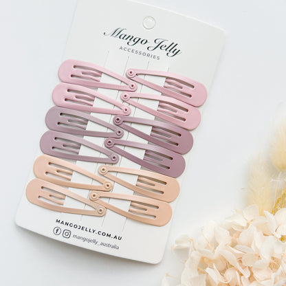 Essential Snap Hair clips - Dusty Pink - 12 Pieces Kemu |Fashion Home Kitchen Beauty