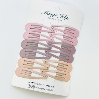 Essential Snap Hair clips - Dusty Pink - 12 Pieces Kemu |Fashion Home Kitchen Beauty