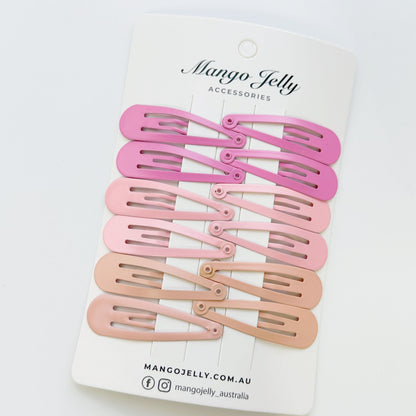 Essential Snap Hair clips - Pink - 12 Pieces Kemu |Fashion Home Kitchen Beauty