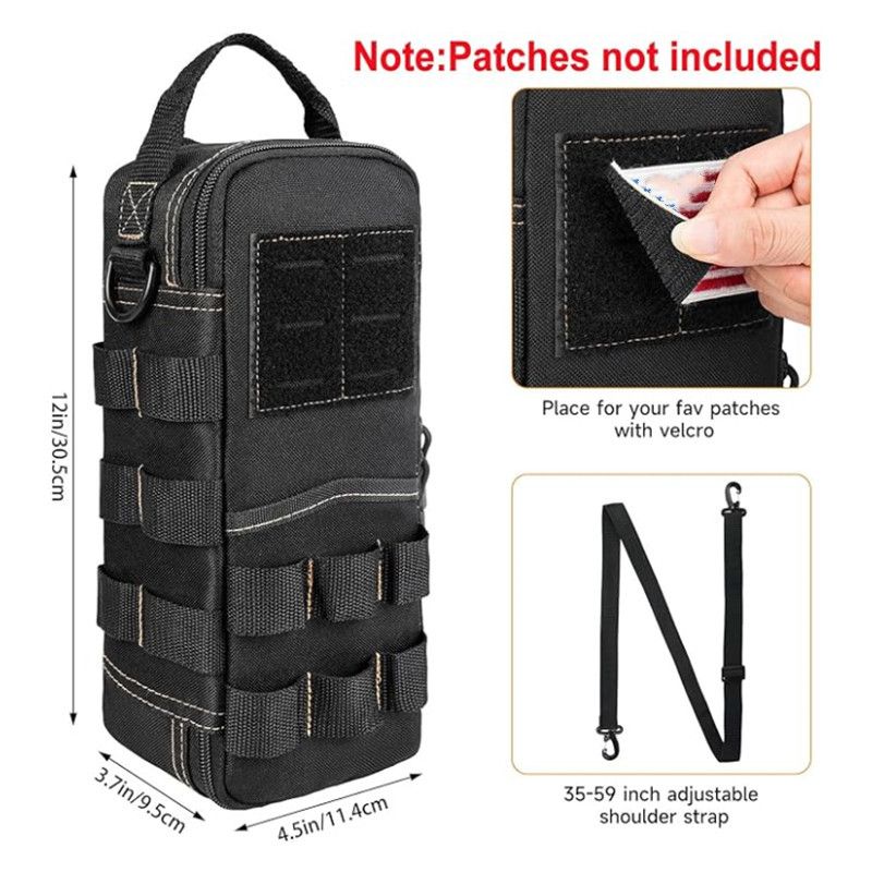 Tactical Tool Pouch Organizer - Heavy Duty Oxford Cloth - Compact MOLLE Utility Bag with Adjustable Shoulder Strap for EDC Small Hand Tools and Outdoor Gear - 12 Inch Black Kemu |Fashion Home Kitchen Beauty