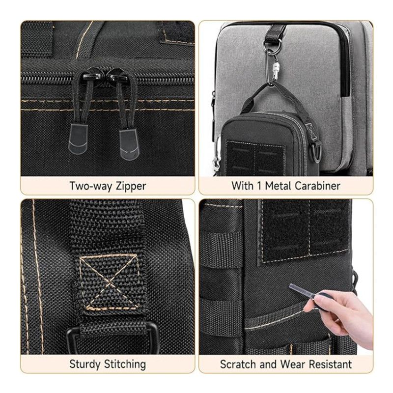 Tactical Tool Pouch Organizer - Heavy Duty Oxford Cloth - Compact MOLLE Utility Bag with Adjustable Shoulder Strap for EDC Small Hand Tools and Outdoor Gear - 12 Inch Black Kemu |Fashion Home Kitchen Beauty
