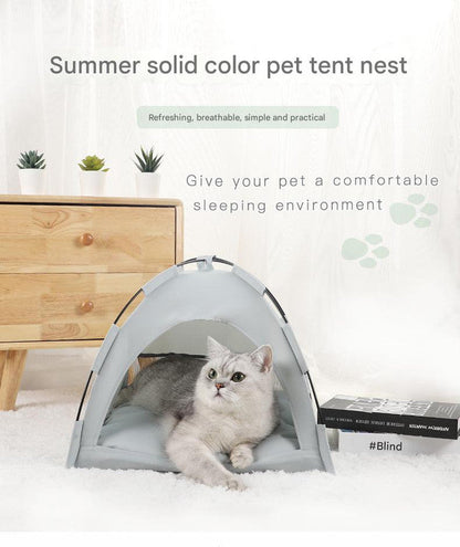 Green Premium Portable Pet Tent Bed with Cooling Mat - Breathable Foldable Outdoor Indoor Cat Dog House Shelter for Summer(Size: S) Kemu |Fashion Home Kitchen Beauty