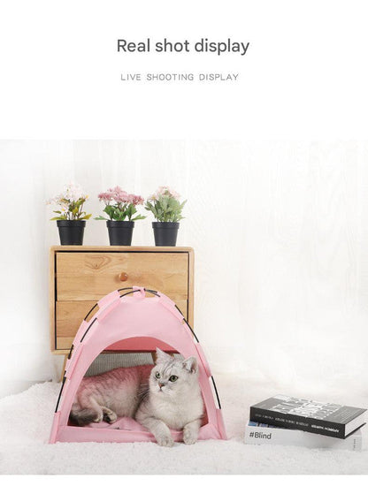 Green Premium Portable Pet Tent Bed with Cooling Mat - Breathable Foldable Outdoor Indoor Cat Dog House Shelter for Summer(Size: S) Kemu |Fashion Home Kitchen Beauty