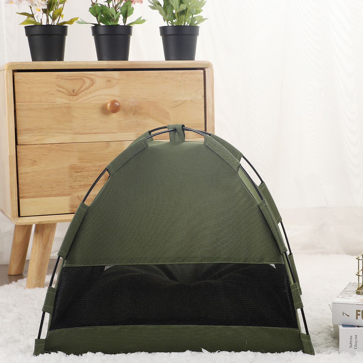 Grey Premium Portable Pet Tent Bed with Cooling Mat - Breathable Foldable Outdoor Indoor Cat Dog House Shelter for Summer(Size: L) Kemu |Fashion Home Kitchen Beauty