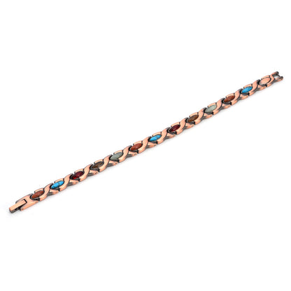Vintage Copper Tone Magnetic Bracelet Unisex Fish Link Chain with Colourful Stones 19.5cm Bangle for Men and Women Jewellery Gift Kemu |Fashion Home Kitchen Beauty