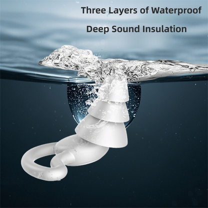 2-Pairs Grey Noise Reduction Silicone Ear Plugs for Swimming, Sleep, and Study - Waterproof Reusable Sound Blocking Earplugs