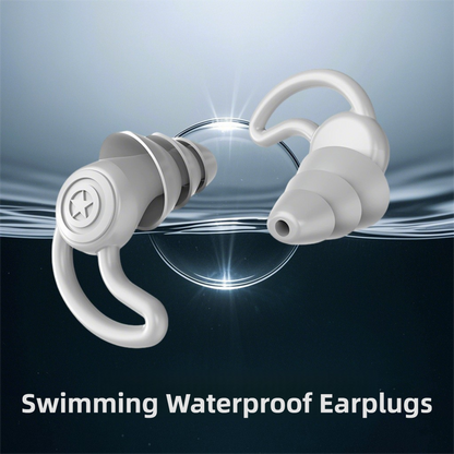 2-Pairs Blue Noise Reduction Silicone Ear Plugs for Swimming, Sleep, and Study - Waterproof Reusable Sound Blocking Earplugs