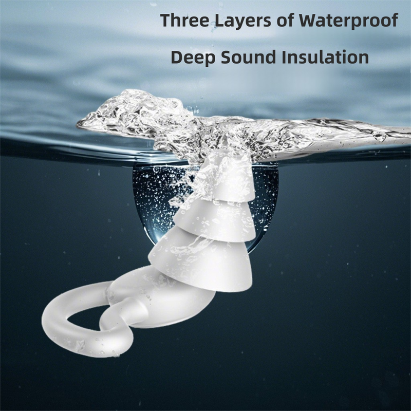 2-Pairs Blue Noise Reduction Silicone Ear Plugs for Swimming, Sleep, and Study - Waterproof Reusable Sound Blocking Earplugs