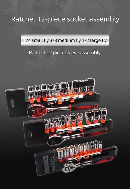 12 Piece 3/8 Inch Drive Ratchet and Metric Socket Wrench Set Professional Mechanics Tool Kit for Automotive Repair and DIY Workshop Kemu |Fashion Home Kitchen Beauty