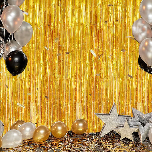 10 Pcs Green Shiny Tinsel Foil Fringe Curtain - 1m x 2m Metallic Streamer Backdrop for Birthday Parties, Weddings, Christmas, and Stage Decor - Gold Plastic Photo Prop Kemu |Fashion Home Kitchen Beauty