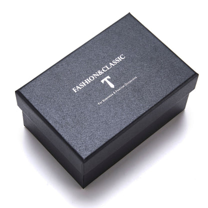 HB383 Dark Blue Premium Men's 4-Piece Formal Tie Set -  Necktie, Pocket Square, Cufflinks, and Tie Clip in a Luxury Gift Box