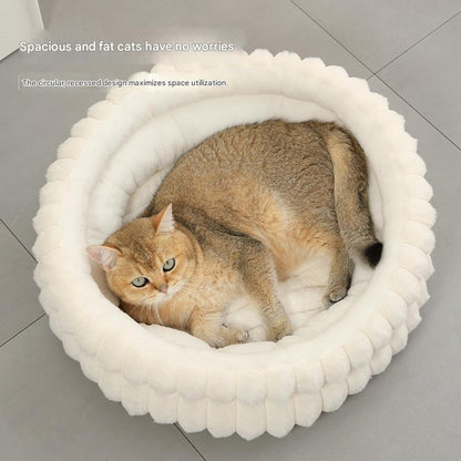 Grey Plush Round Pet Bed with Removable Cushion M Size, Thickened Warm Dog and Cat Nest for Small to Medium Pets, Cozy and Soft Sleeping Space for Home Use Kemu |Fashion Home Kitchen Beauty