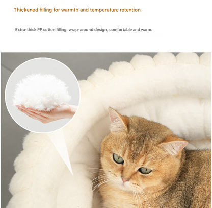 Grey Plush Round Pet Bed with Removable Cushion M Size, Thickened Warm Dog and Cat Nest for Small to Medium Pets, Cozy and Soft Sleeping Space for Home Use Kemu |Fashion Home Kitchen Beauty